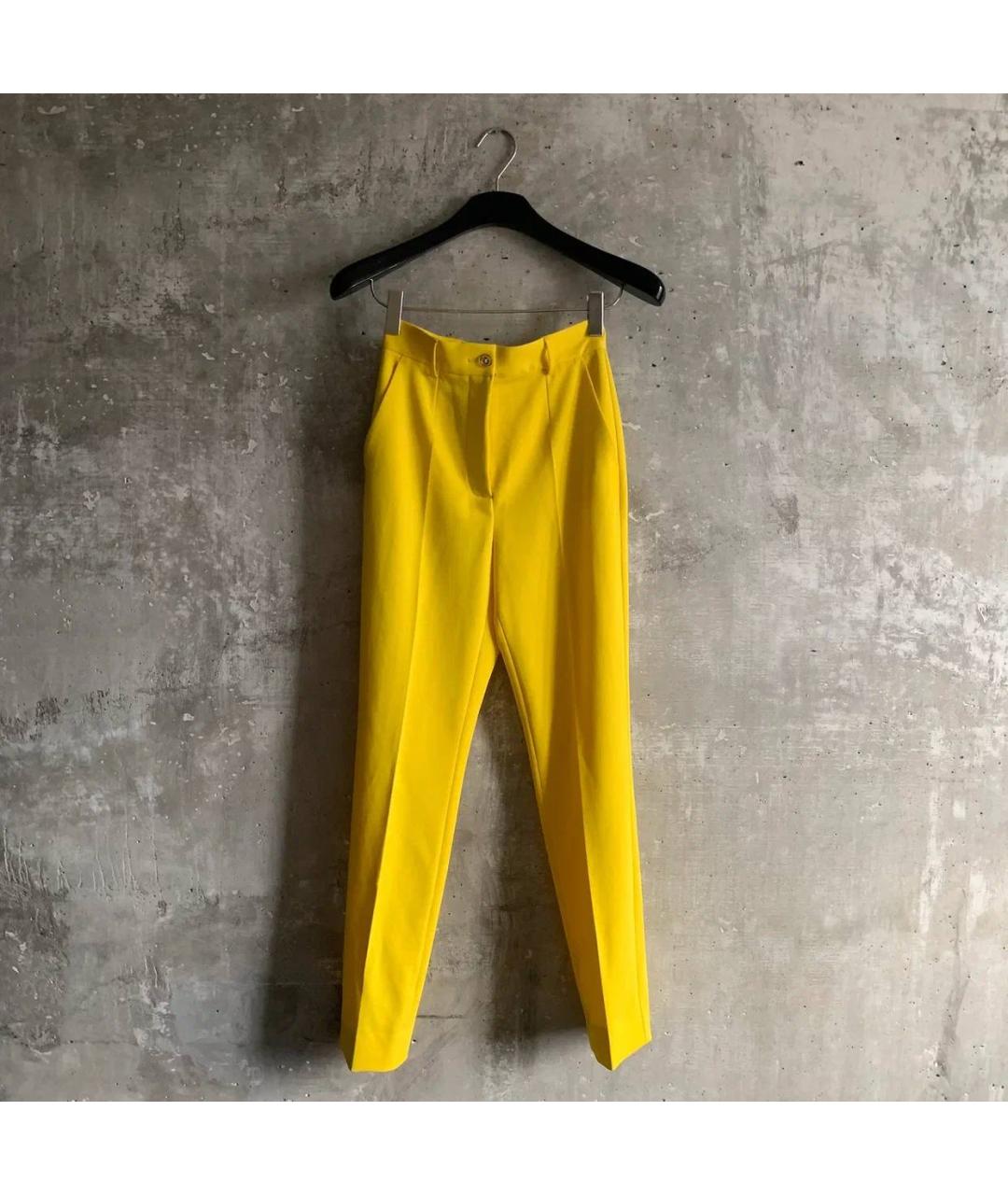 DOLCE&GABBANA Желтые полиэстеровые прямые брюки, фото 7