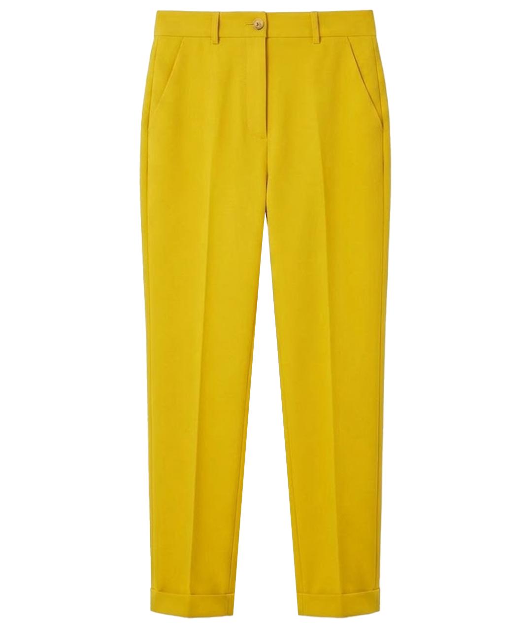 DOLCE&GABBANA Желтые полиэстеровые прямые брюки, фото 1