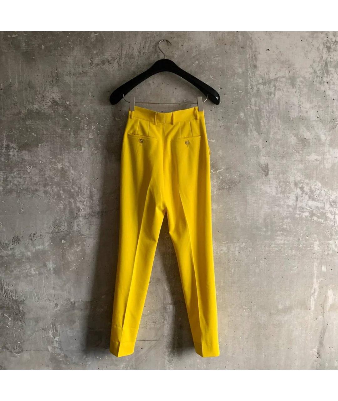 DOLCE&GABBANA Желтые полиэстеровые прямые брюки, фото 2