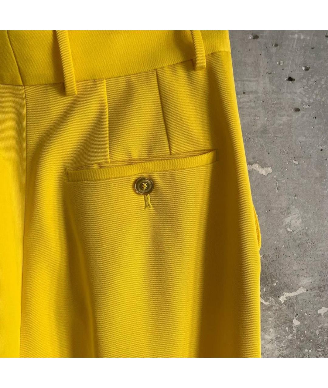 DOLCE&GABBANA Желтые полиэстеровые прямые брюки, фото 5