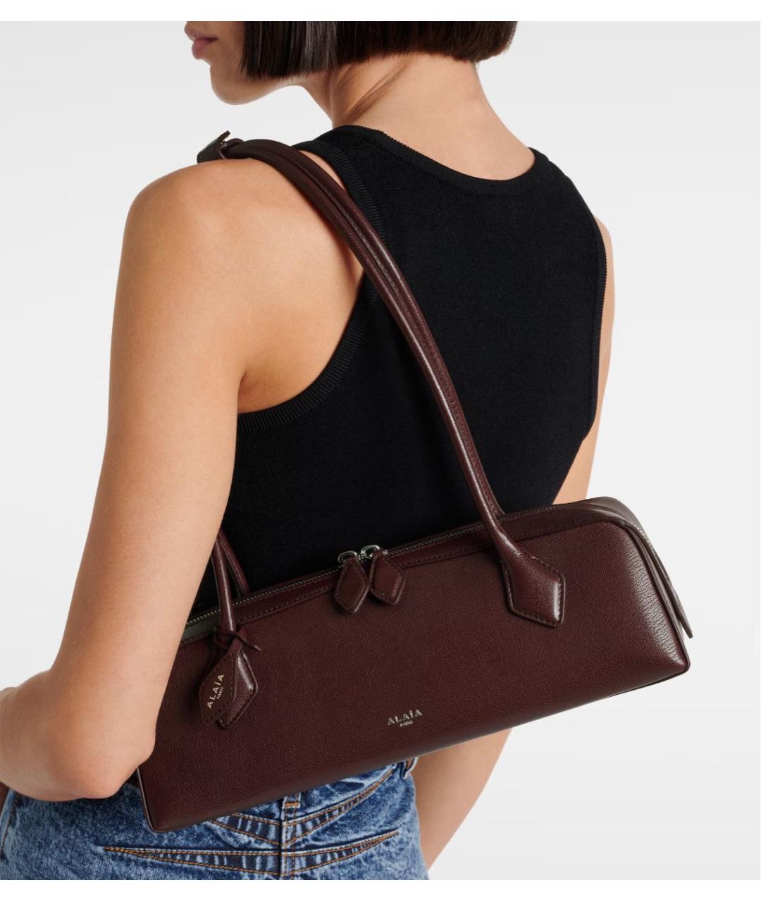 ALAIA Бордовая кожаная сумка через плечо, фото 2