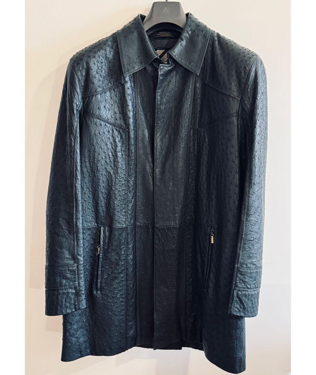 ZILLI Черный тренч / плащ из экзотической кожи, фото 9