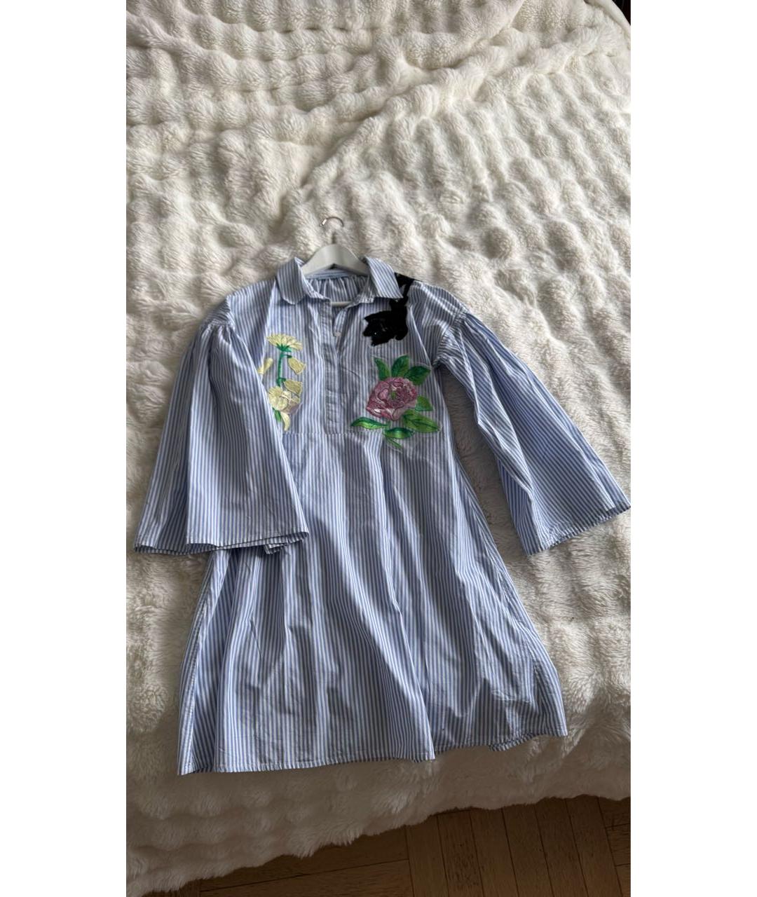 BLUMARINE Голубое хлопковое повседневное платье, фото 3