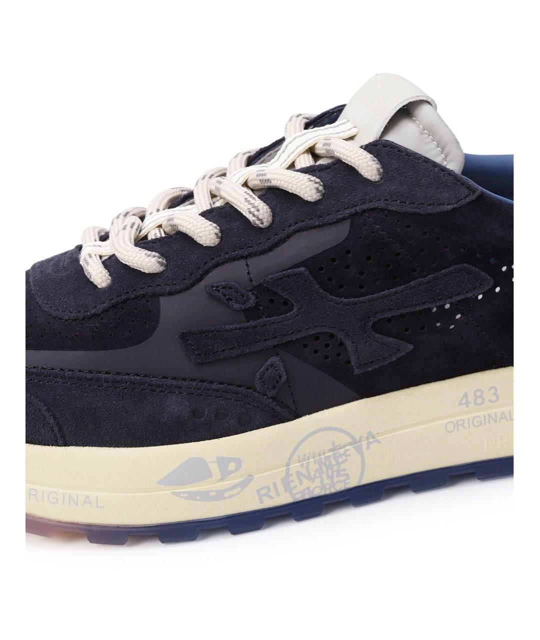 PREMIATA Темно-синие замшевые низкие кроссовки / кеды, фото 5