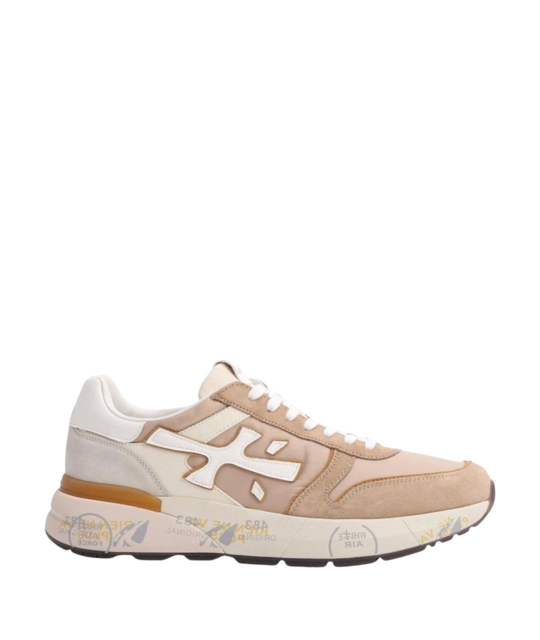 PREMIATA Бежевые замшевые низкие кроссовки / кеды, фото 1