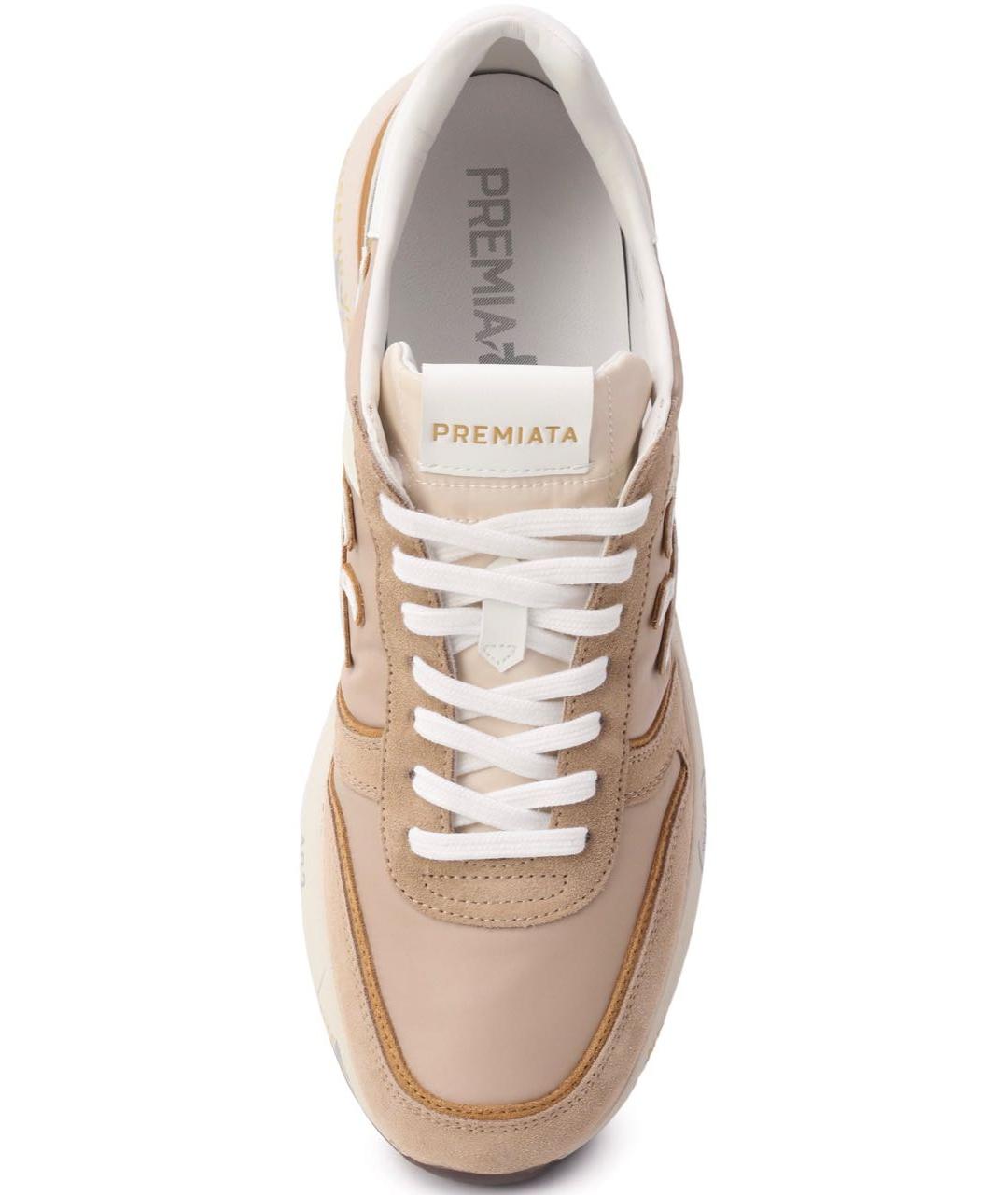 PREMIATA Бежевые замшевые низкие кроссовки / кеды, фото 3