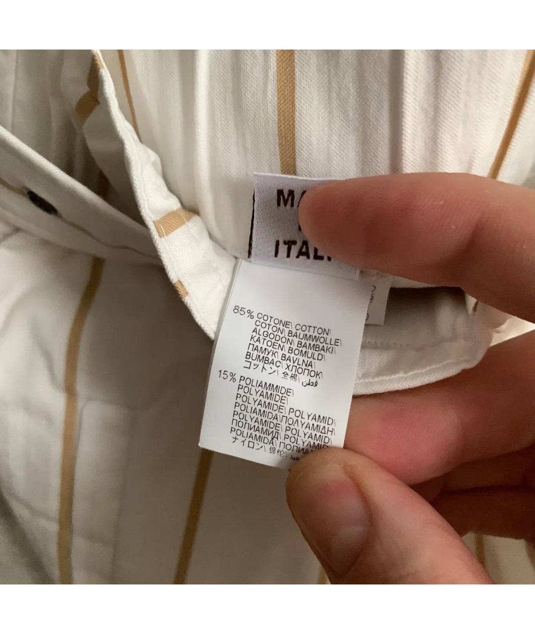 BRUNELLO CUCINELLI Белые хлопковые брюки широкие, фото 5