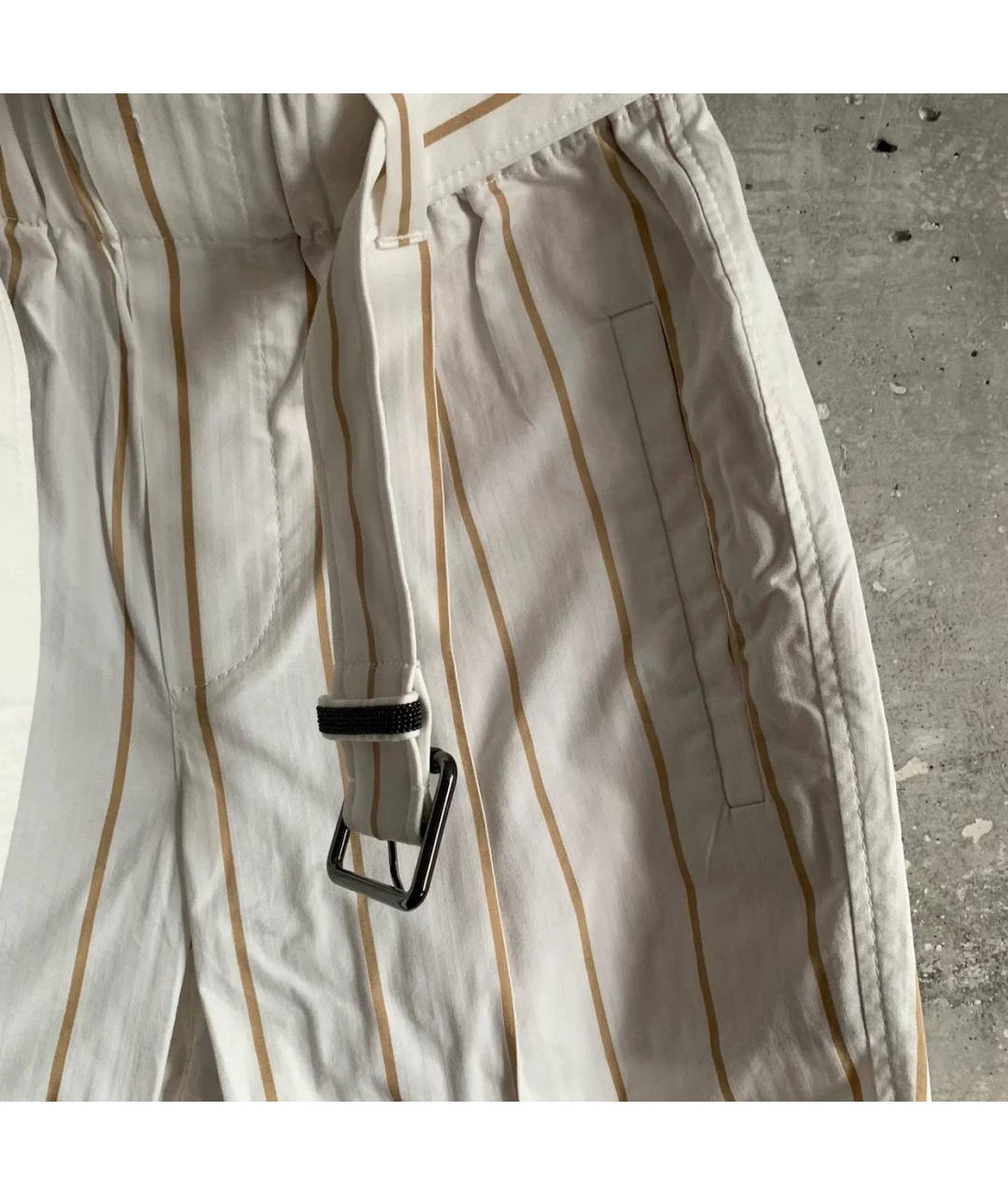 BRUNELLO CUCINELLI Белые хлопковые брюки широкие, фото 3