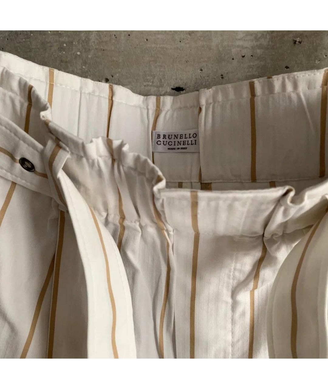 BRUNELLO CUCINELLI Белые хлопковые брюки широкие, фото 6