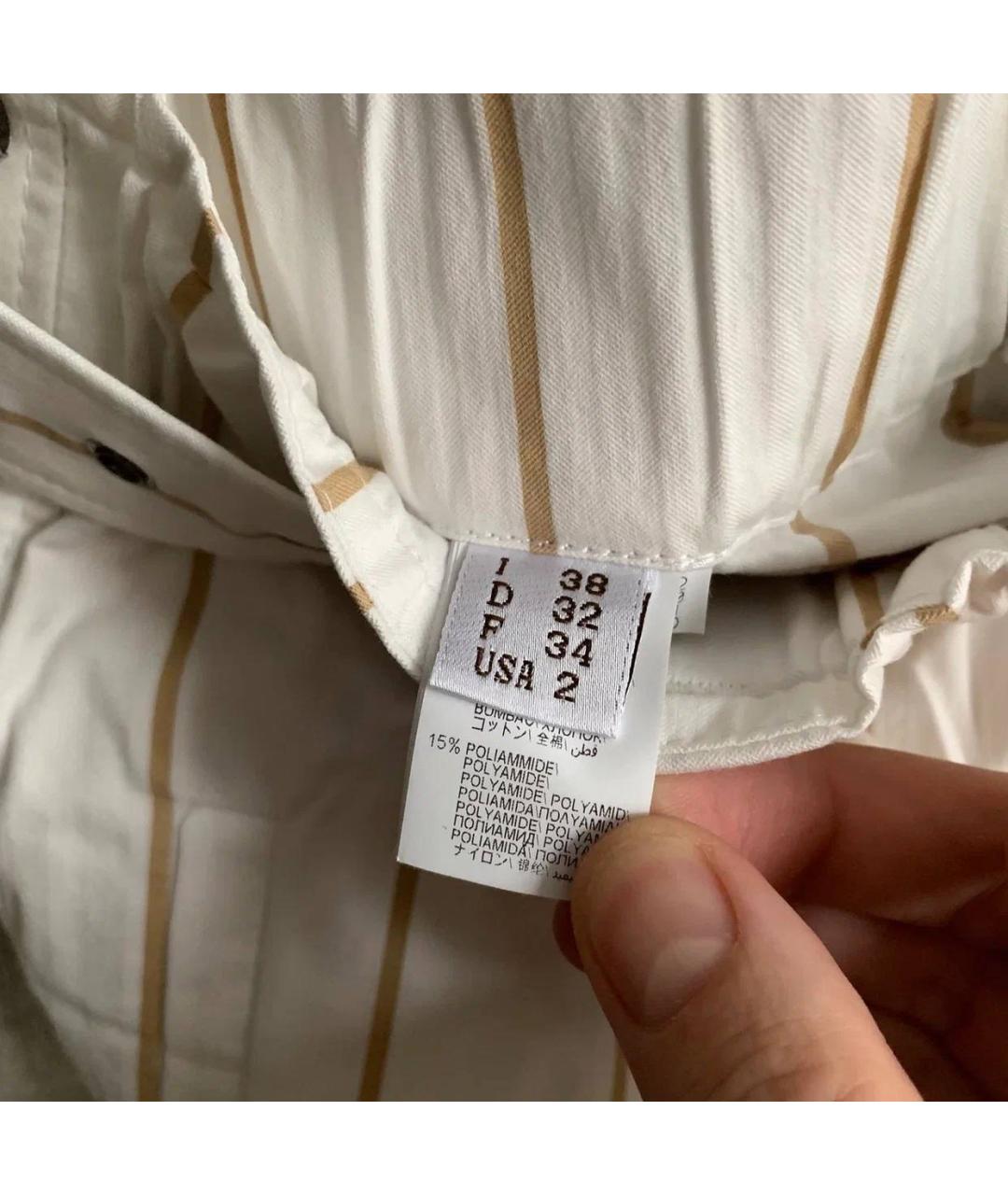 BRUNELLO CUCINELLI Белые хлопковые брюки широкие, фото 4