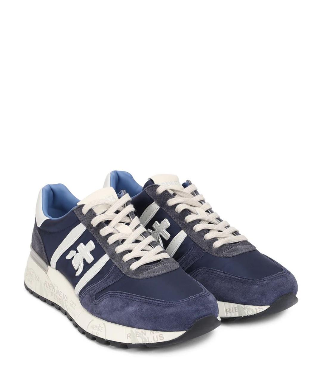 PREMIATA Синие замшевые низкие кроссовки / кеды, фото 2