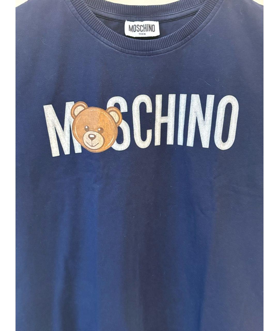 MOSCHINO Темно-синяя хлопковая футболка, фото 3