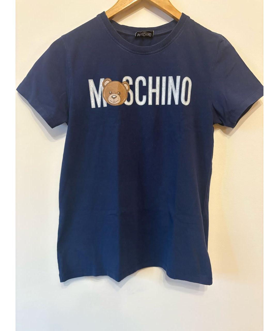 MOSCHINO Темно-синяя хлопковая футболка, фото 4