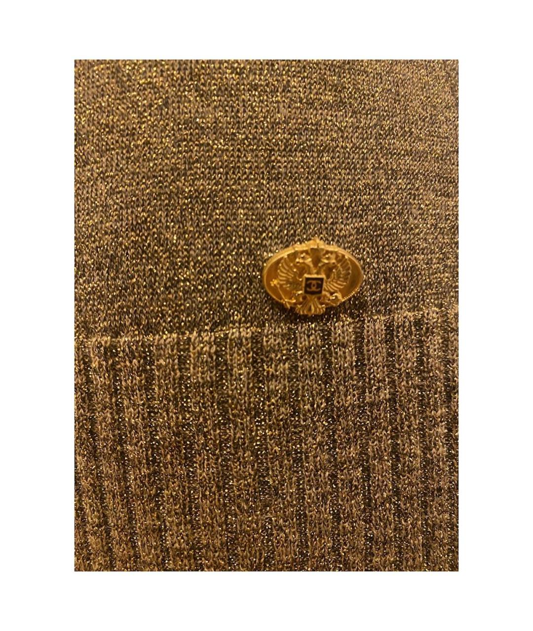 CHANEL Золотое шерстяное повседневное платье, фото 3