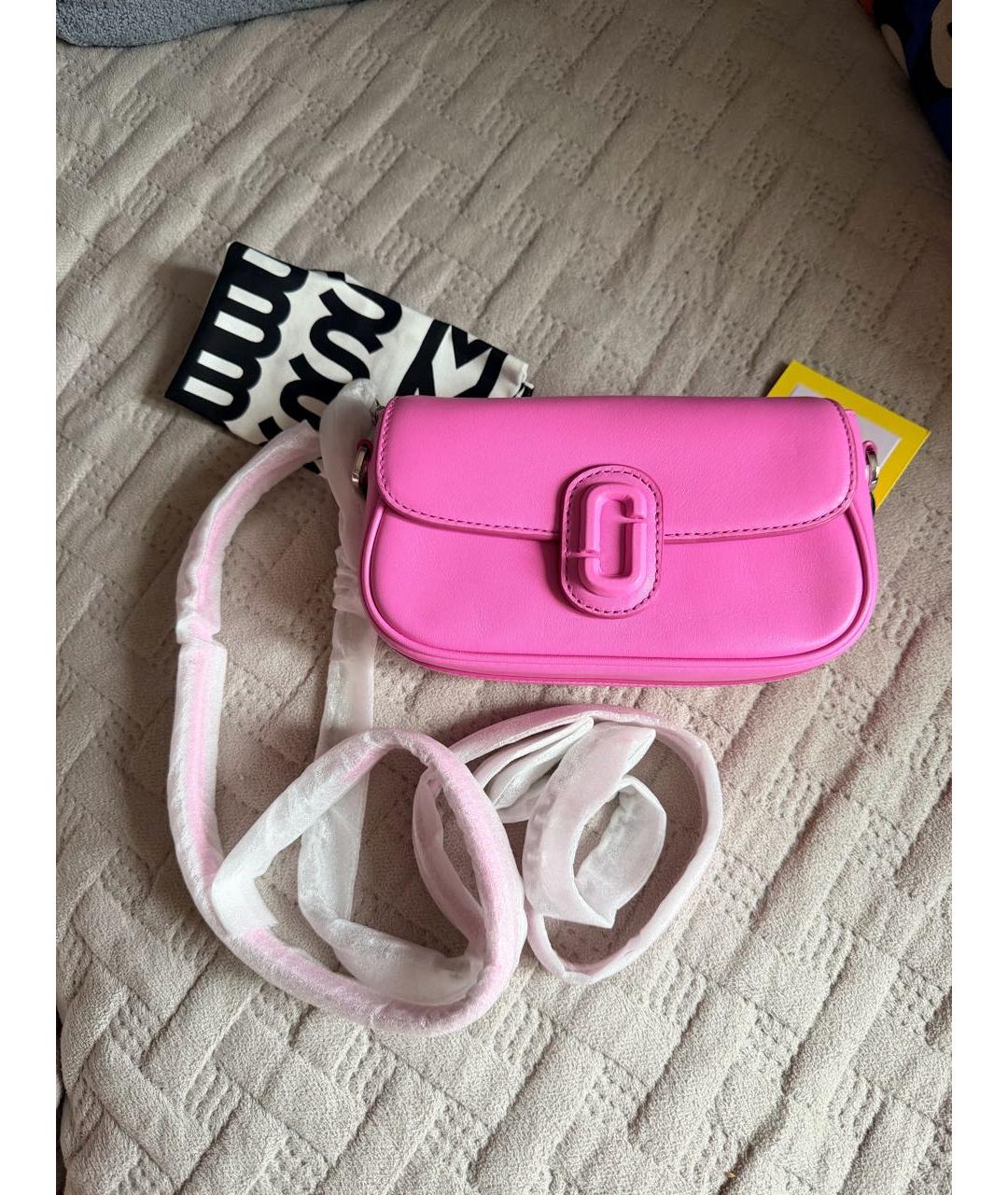 MARC JACOBS Розовая кожаная сумка с короткими ручками, фото 4