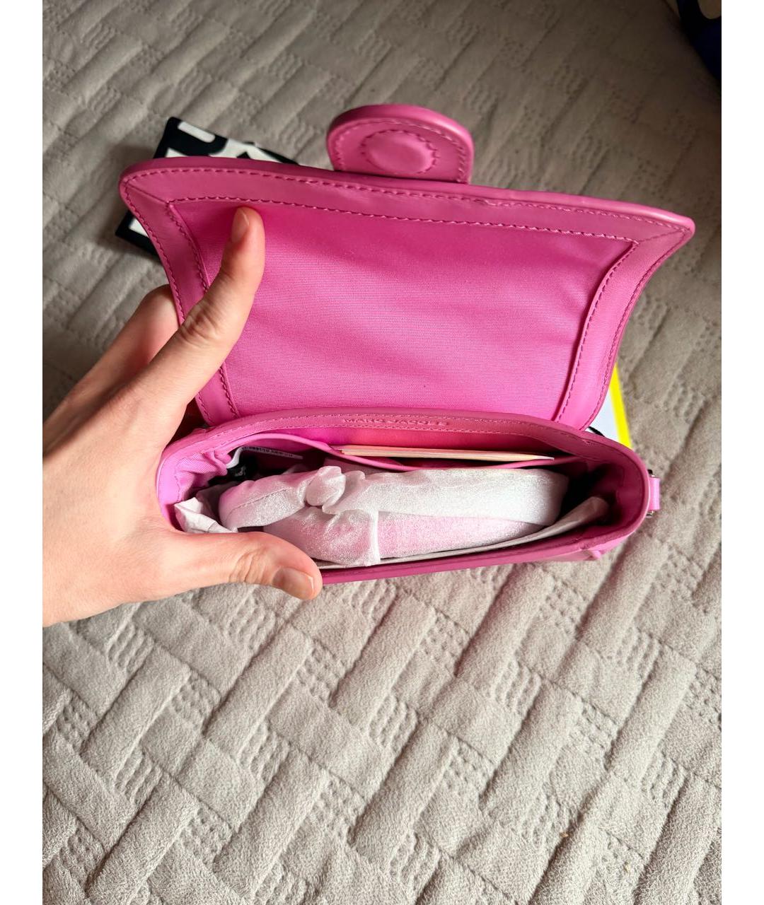 MARC JACOBS Розовая кожаная сумка с короткими ручками, фото 3