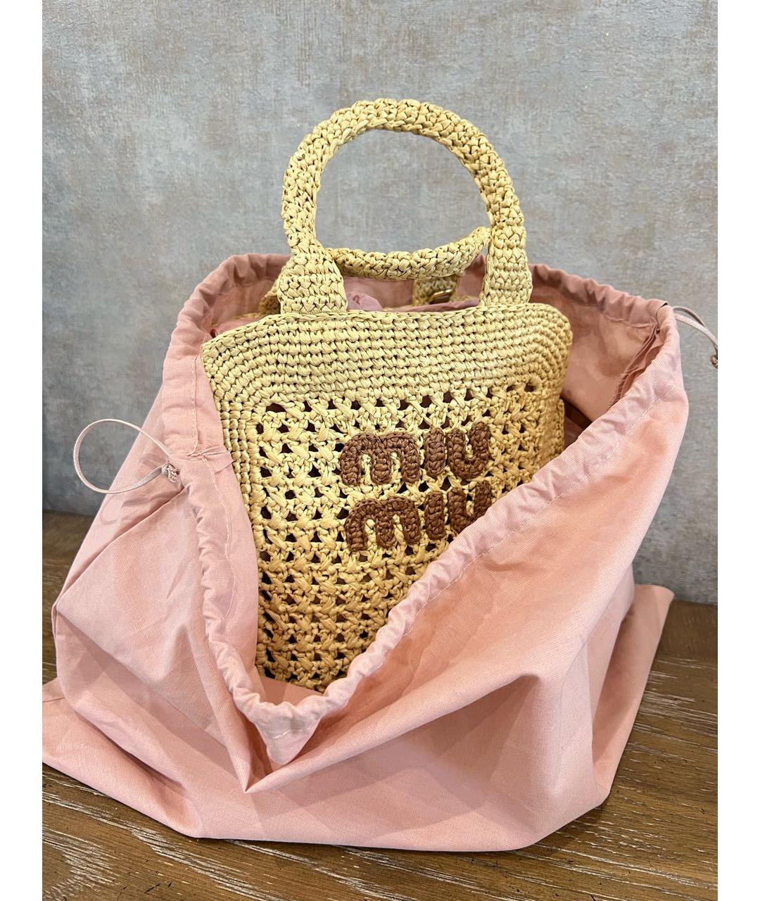 MIU MIU Бежевая сумка тоут, фото 3