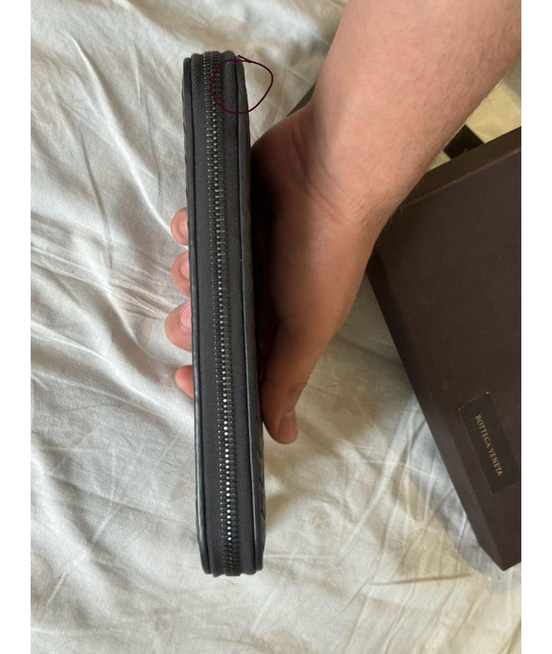 BOTTEGA VENETA Серый кожаный кошелек, фото 5