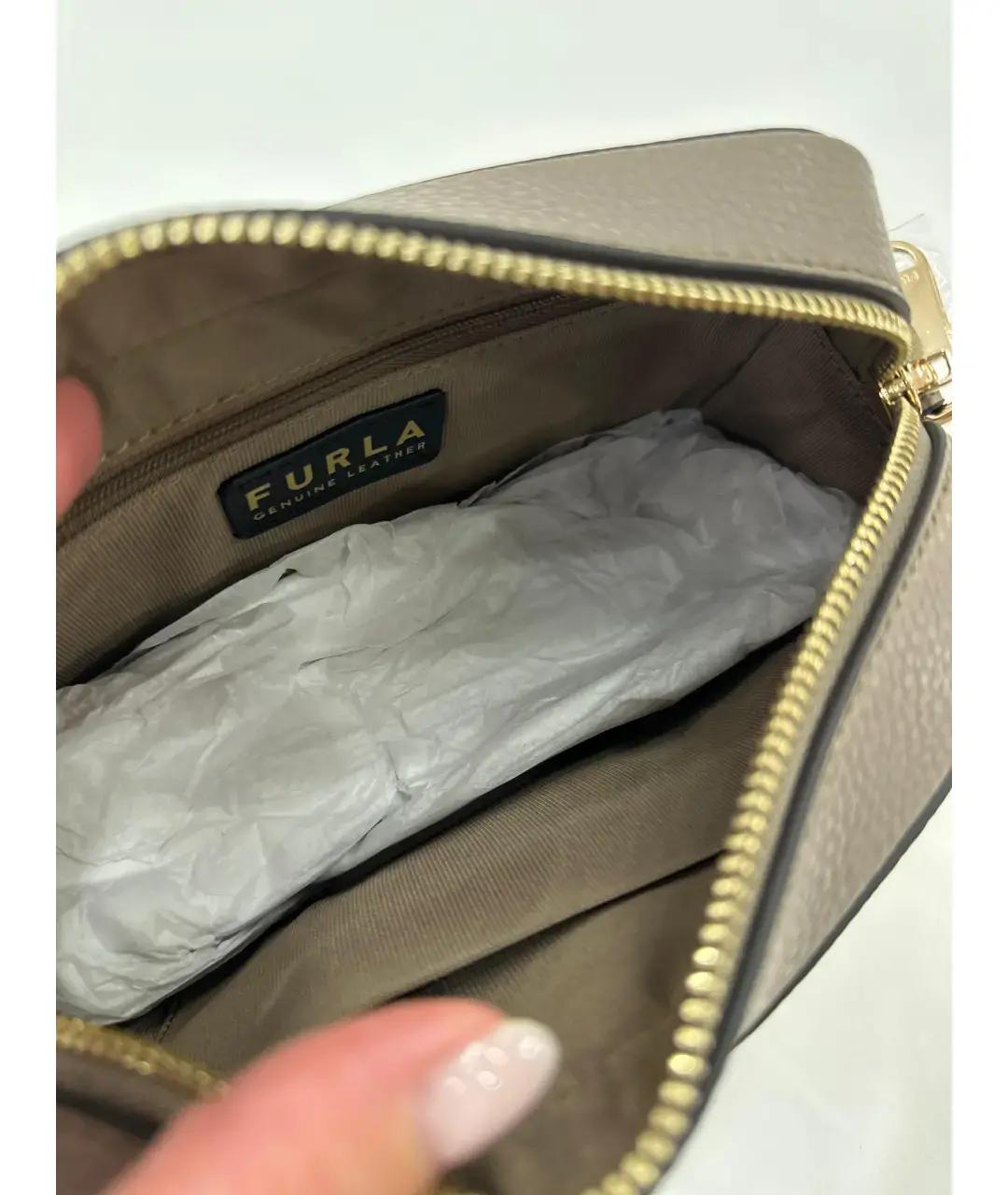 FURLA Серая кожаная сумка через плечо, фото 4