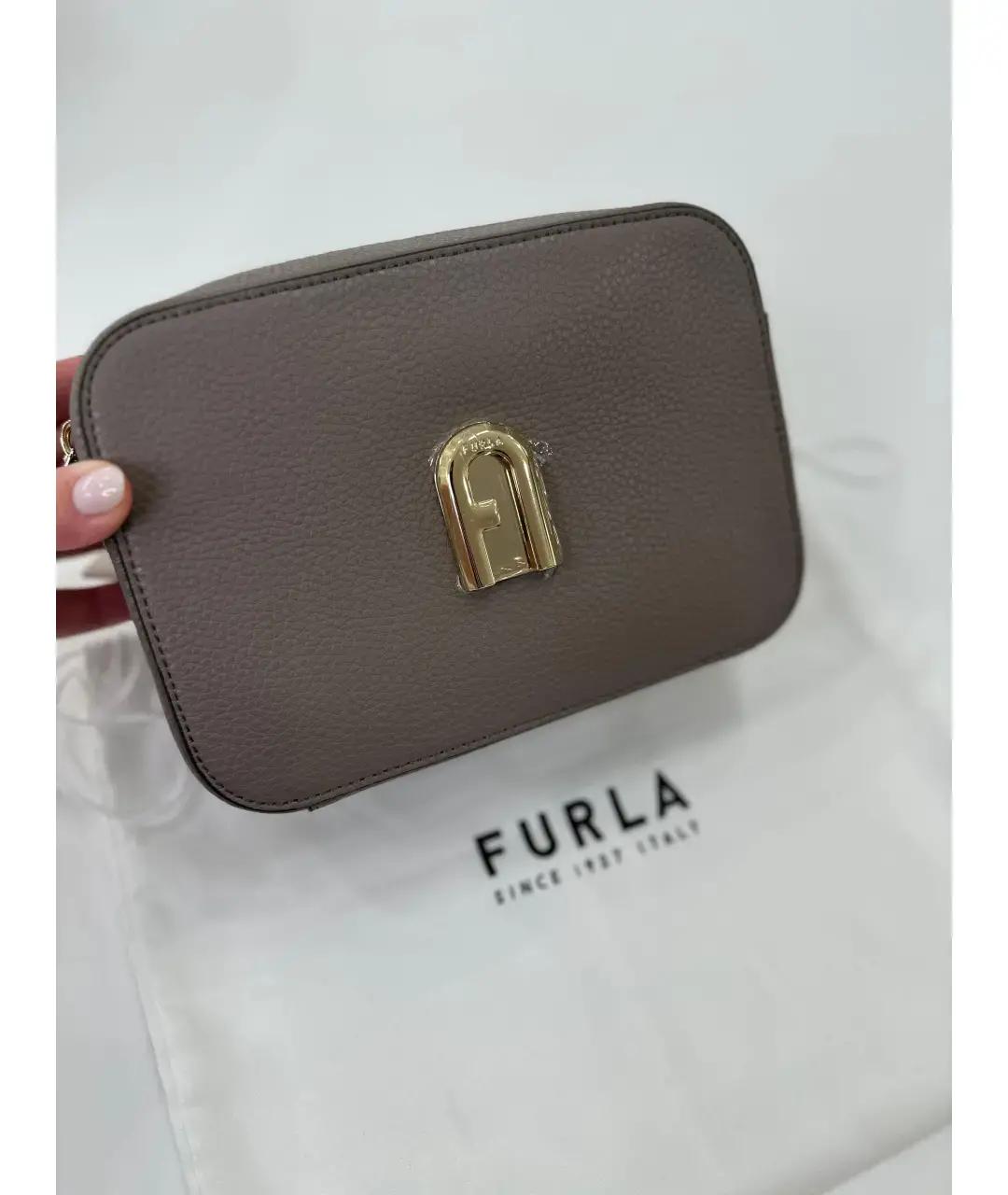 FURLA Серая кожаная сумка через плечо, фото 3