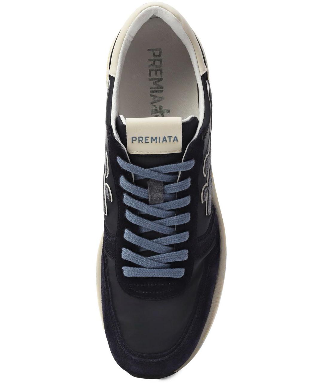 PREMIATA Темно-синие замшевые низкие кроссовки / кеды, фото 3