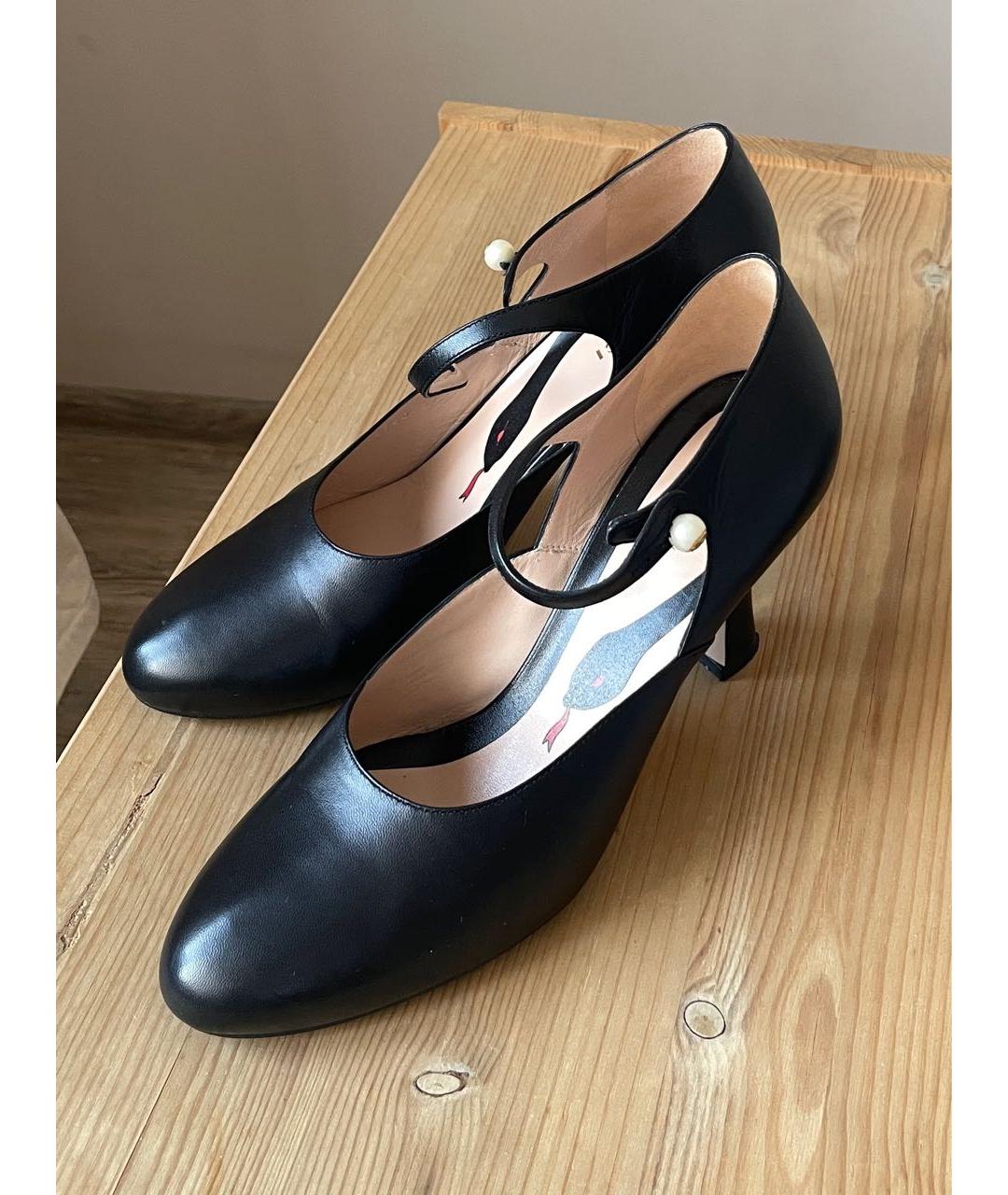 GUCCI Черные кожаные туфли, фото 6