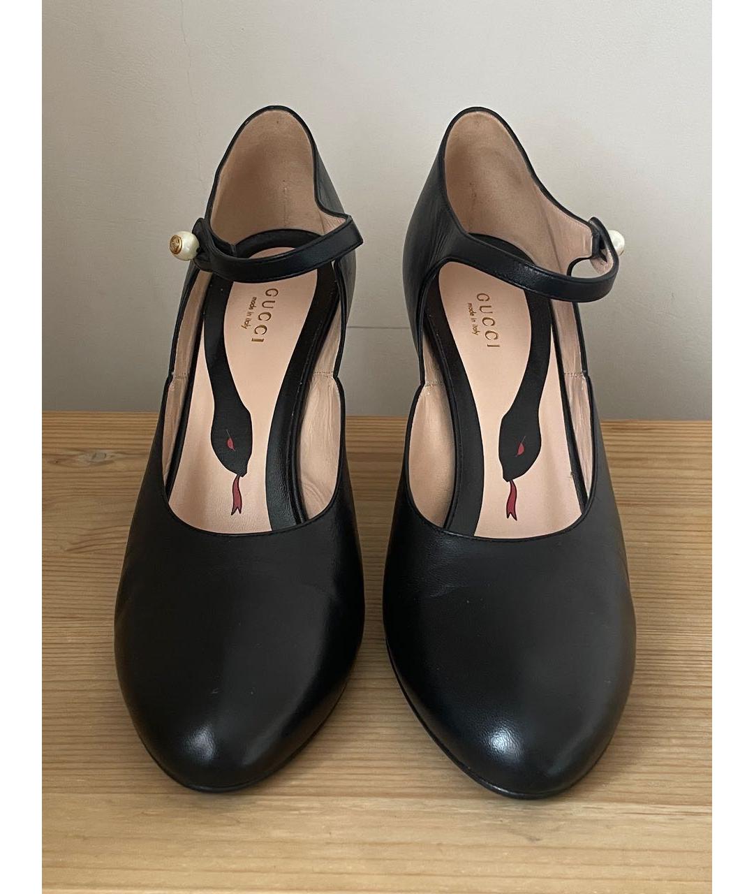 GUCCI Черные кожаные туфли, фото 2