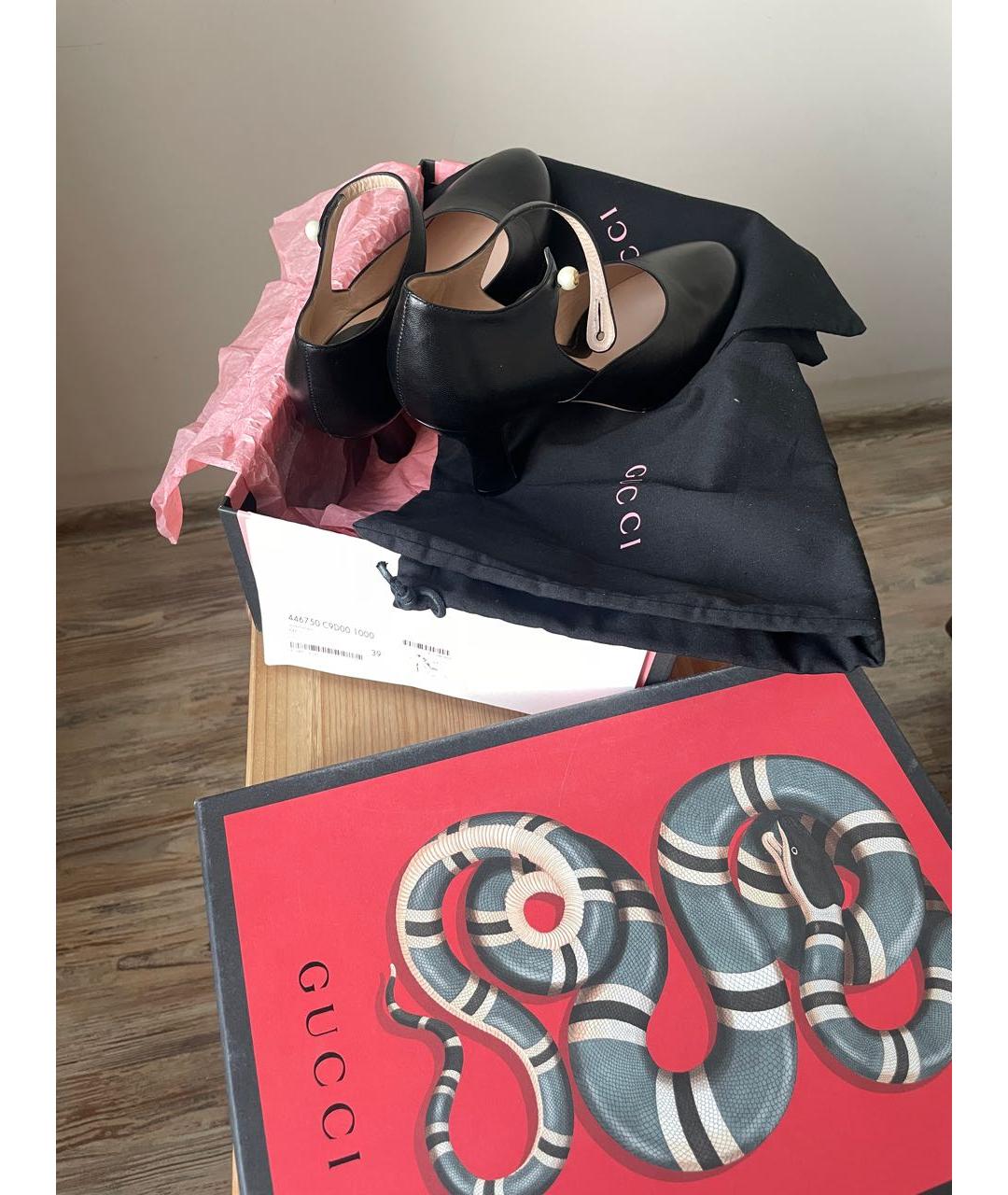 GUCCI Черные кожаные туфли, фото 8