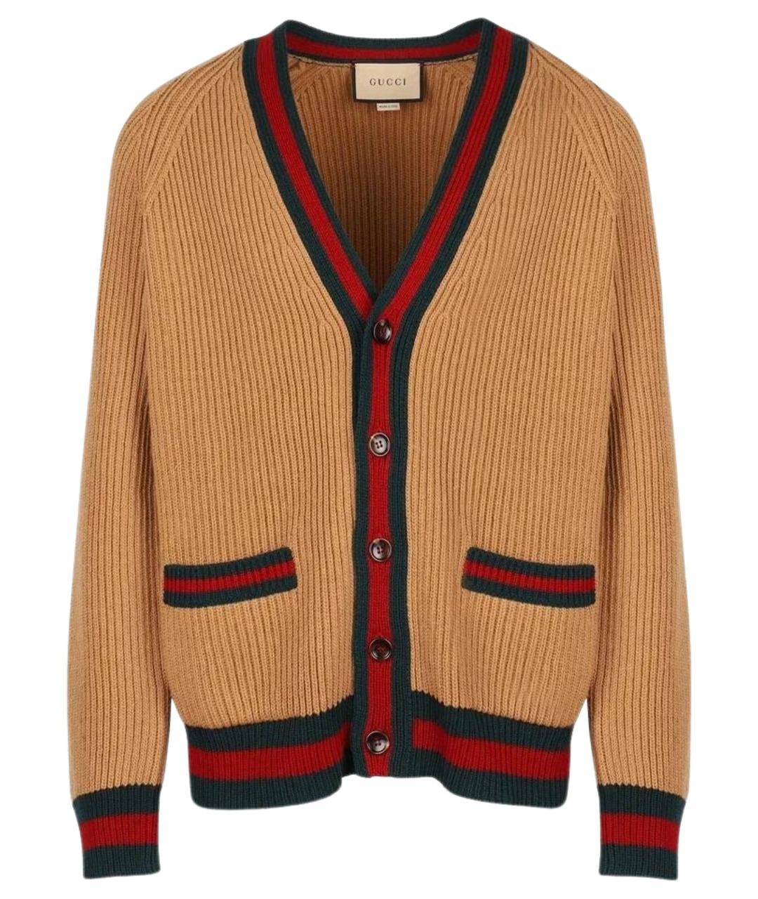 GUCCI Коричневый шерстяной кардиган, фото 1