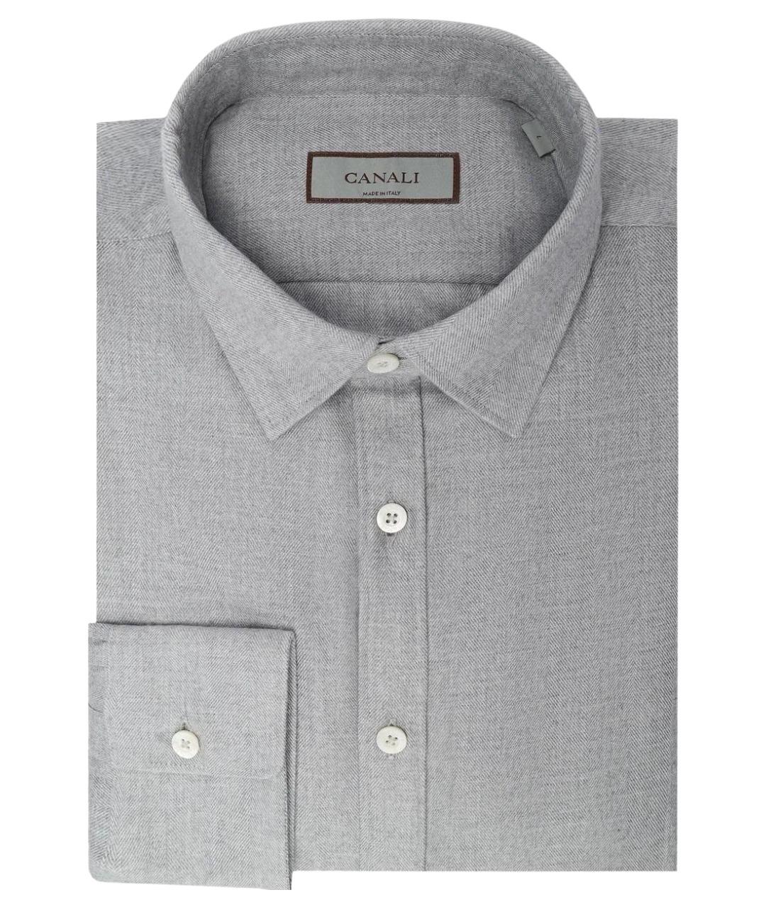 CANALI Серая хлопковая классическая рубашка, фото 1