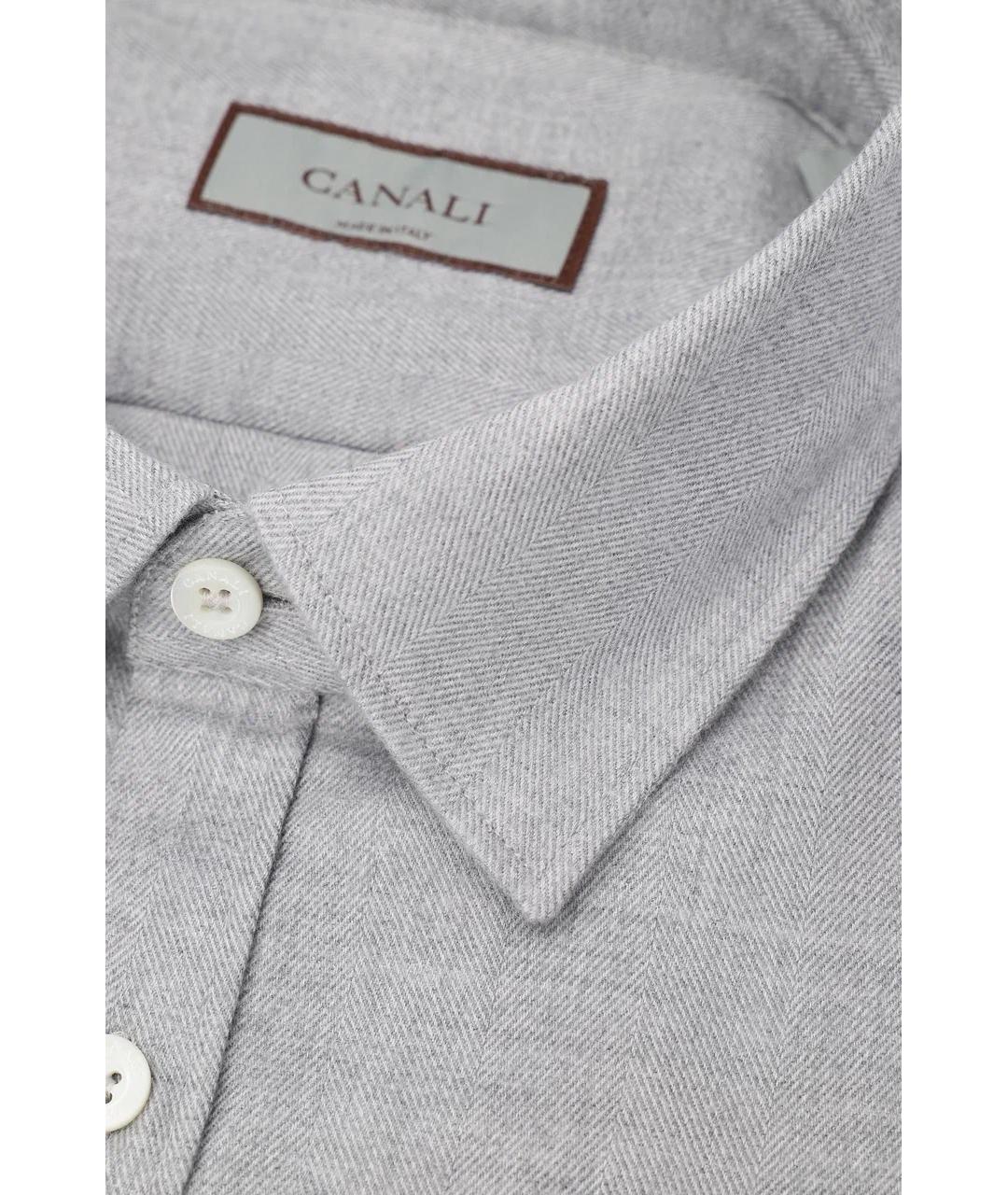 CANALI Серая хлопковая классическая рубашка, фото 2