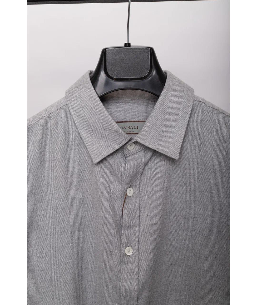 CANALI Серая хлопковая классическая рубашка, фото 4