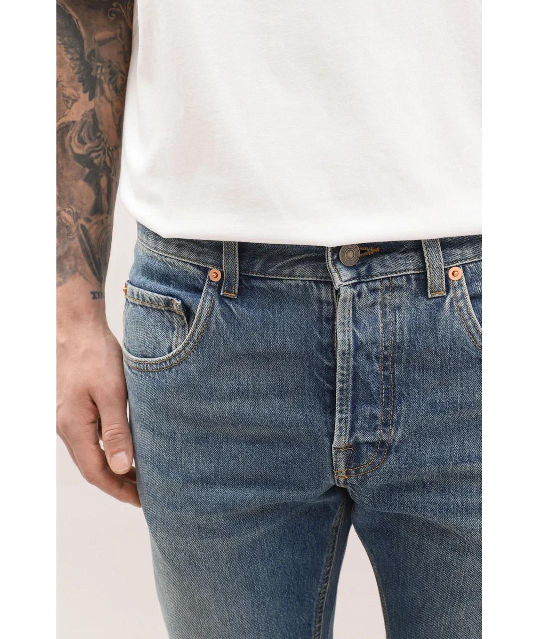 GUCCI Голубые хлопковые джинсы скинни, фото 4