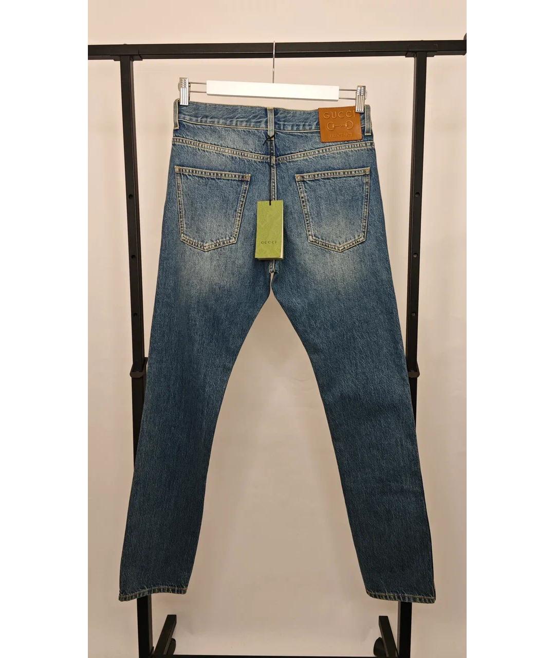 GUCCI Голубые хлопковые джинсы скинни, фото 7