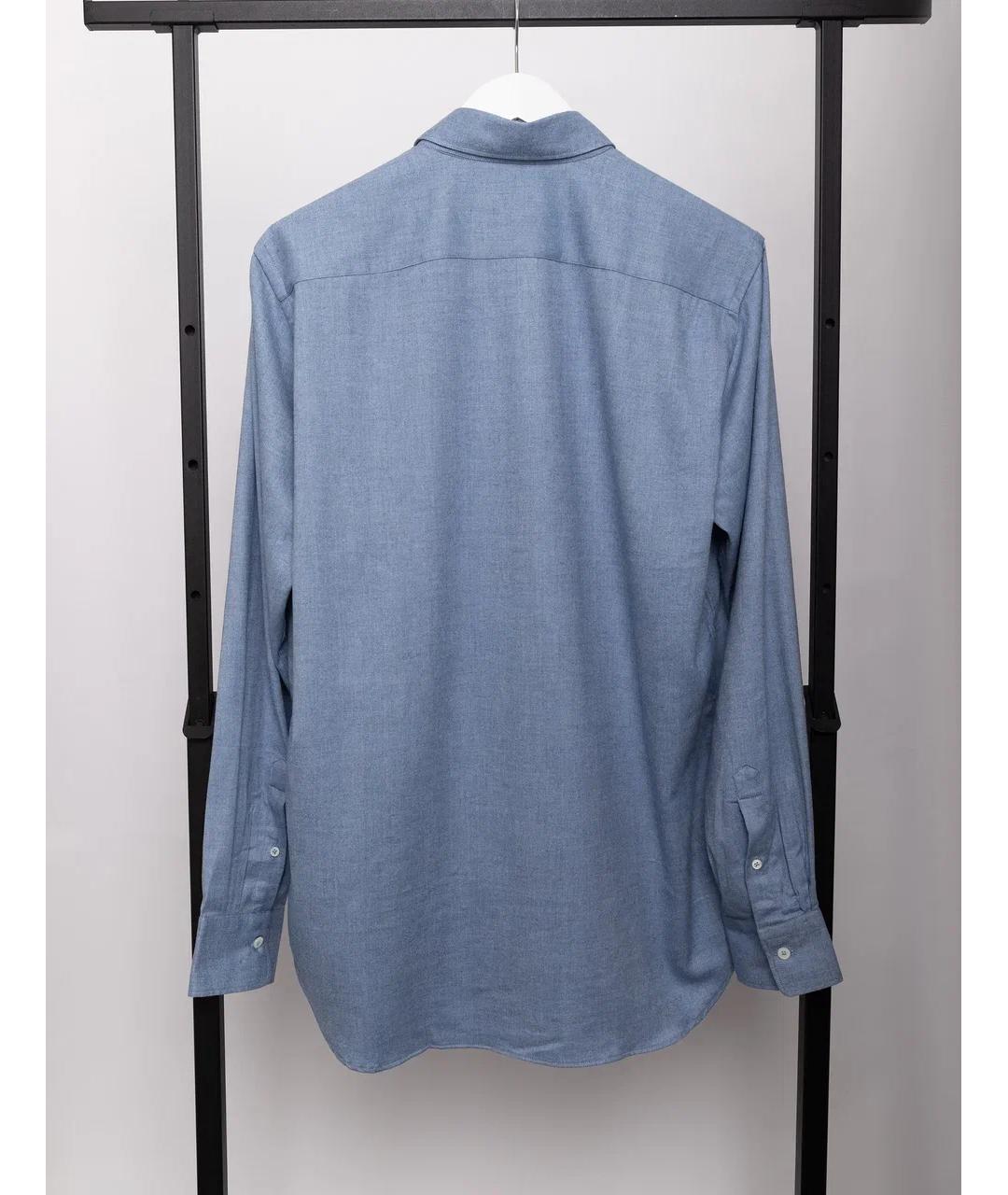 CANALI Голубая хлопковая классическая рубашка, фото 4