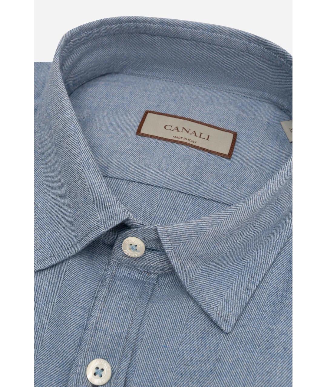 CANALI Голубая хлопковая классическая рубашка, фото 2