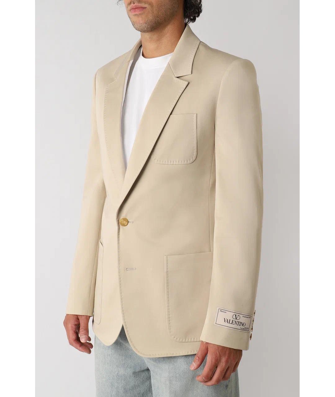 VALENTINO Бежевый хлопковый пиджак, фото 3
