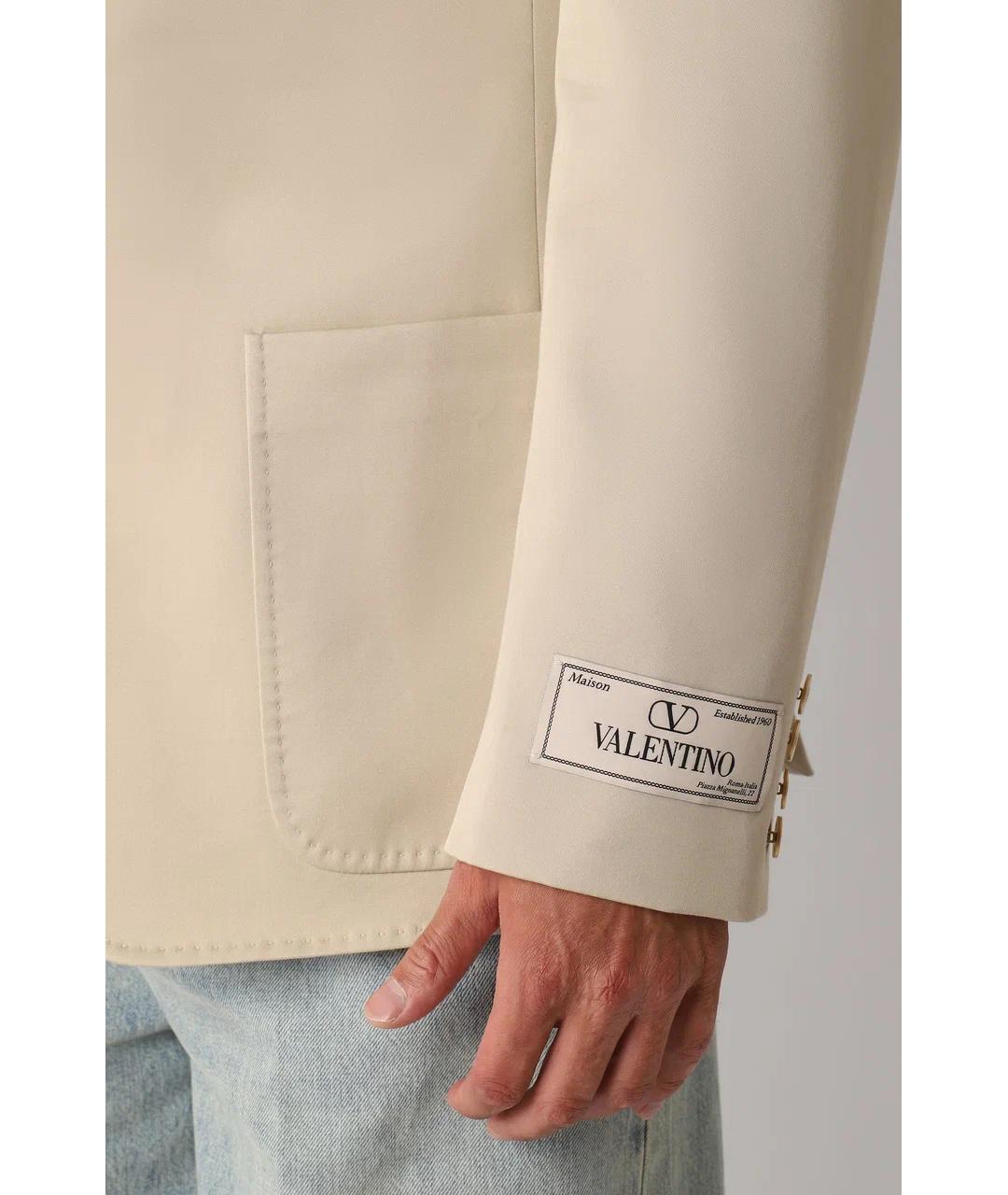 VALENTINO Бежевый хлопковый пиджак, фото 7