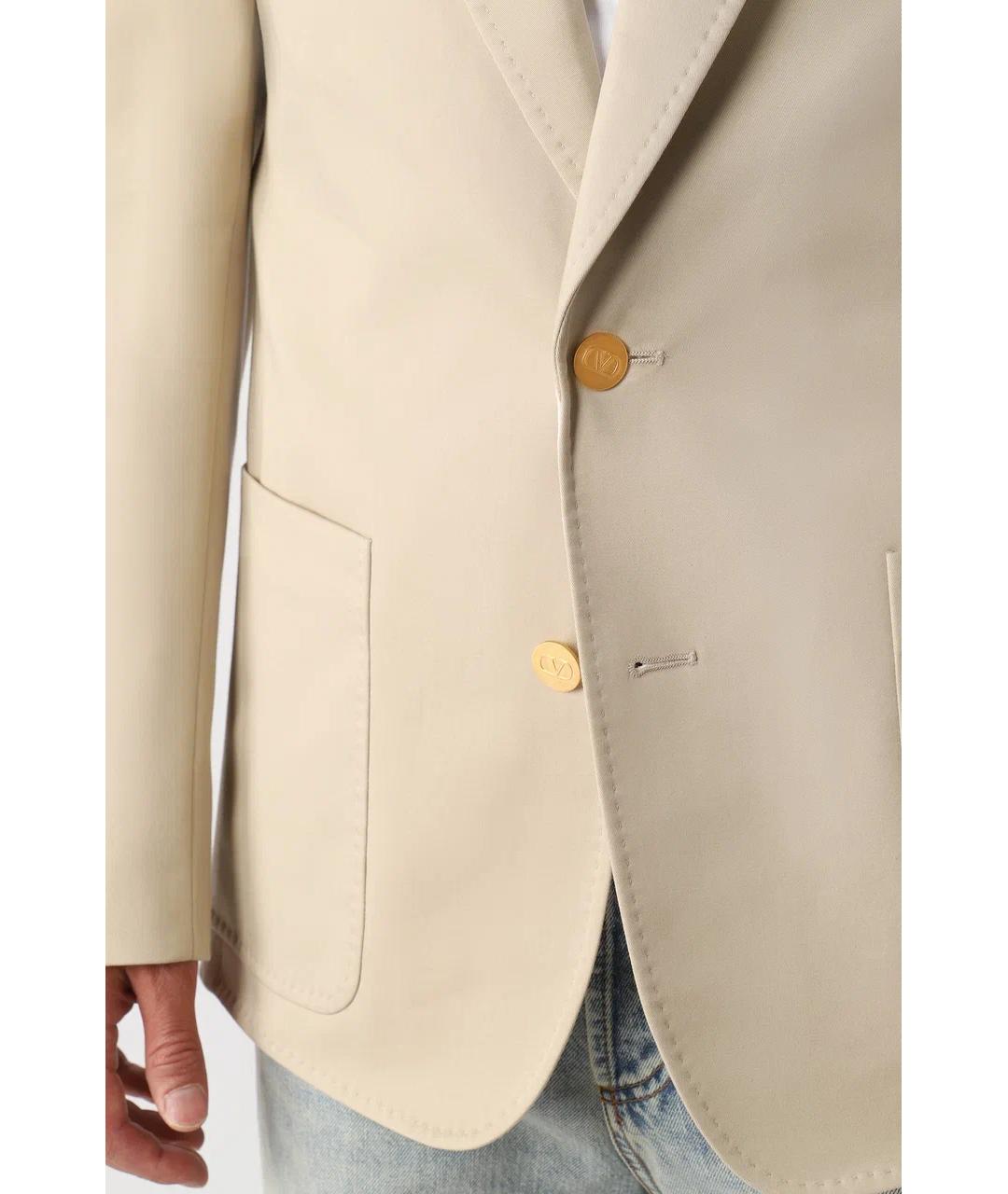 VALENTINO Бежевый хлопковый пиджак, фото 5