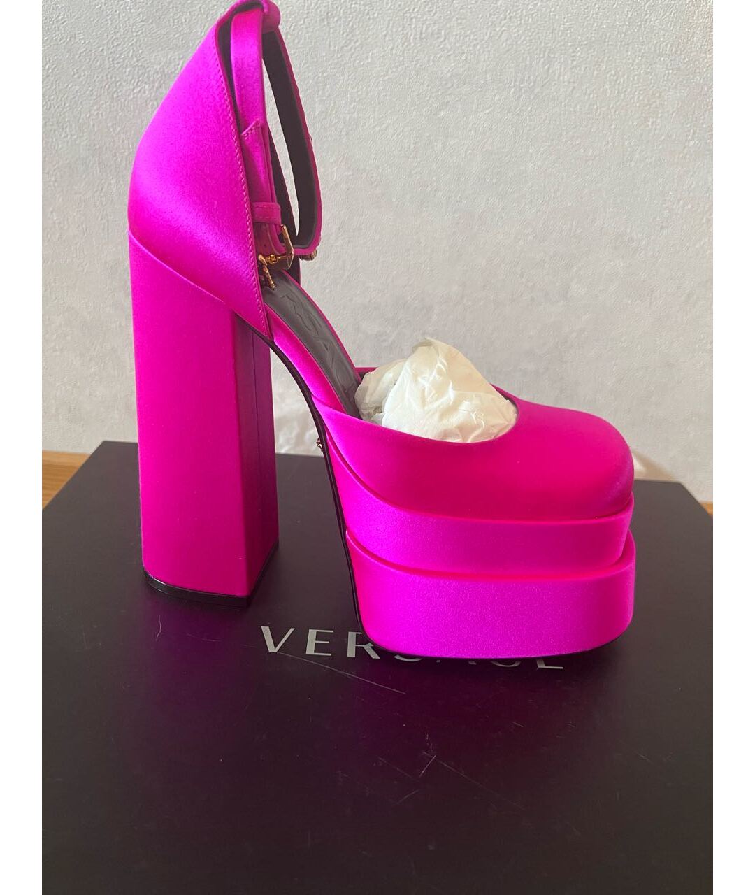 VERSACE Фуксия текстильные туфли, фото 3