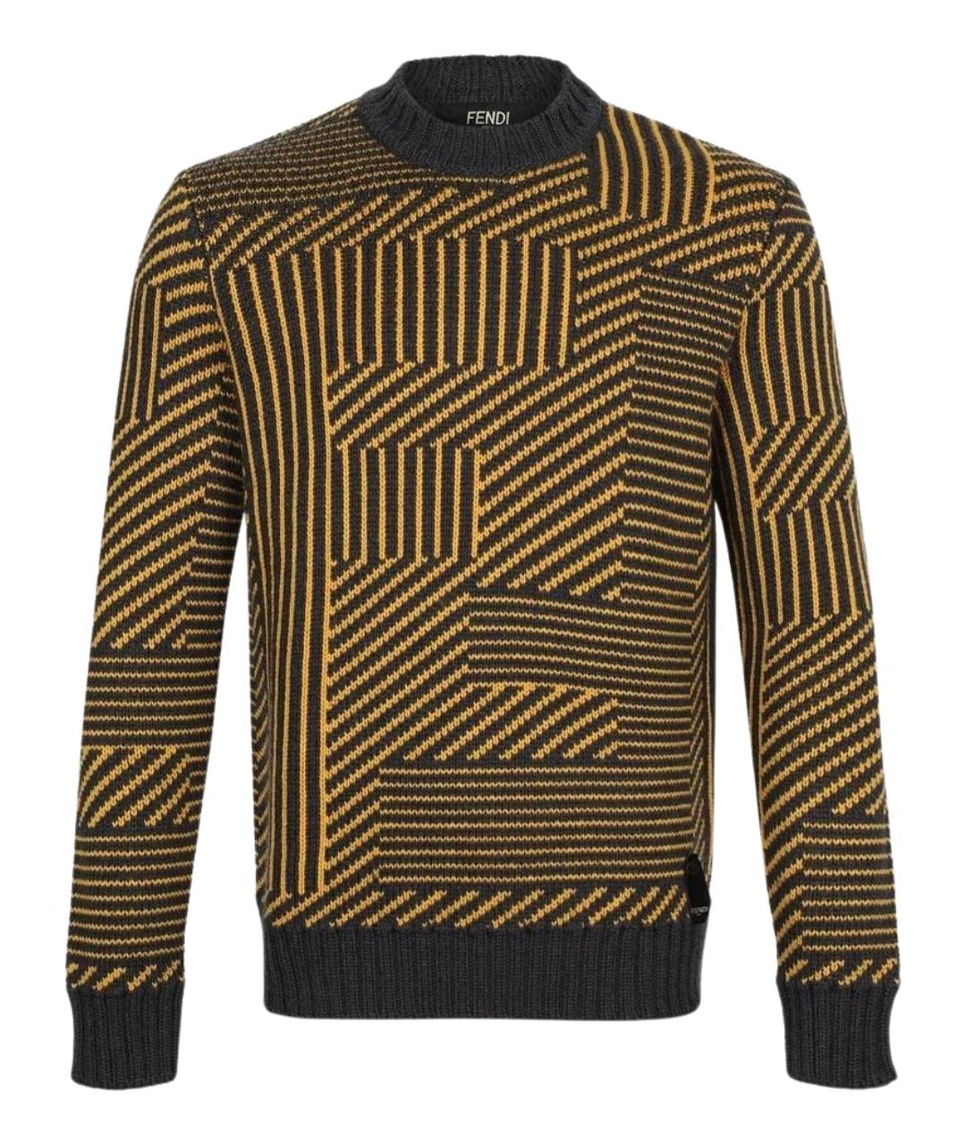 FENDI Желтый шерстяной джемпер / свитер, фото 1