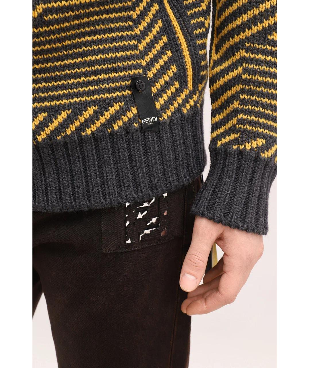 FENDI Желтый шерстяной джемпер / свитер, фото 6