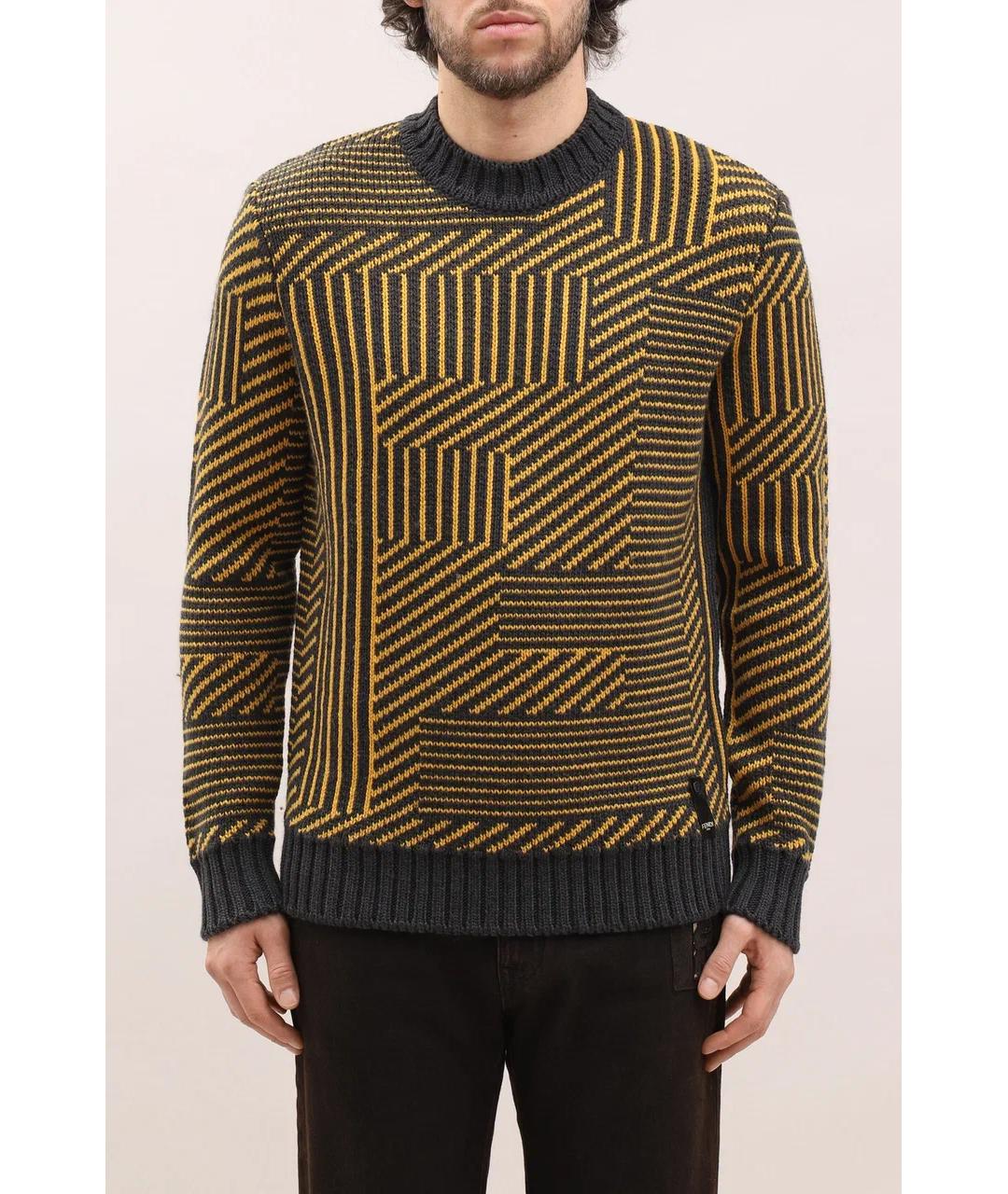 FENDI Желтый шерстяной джемпер / свитер, фото 2