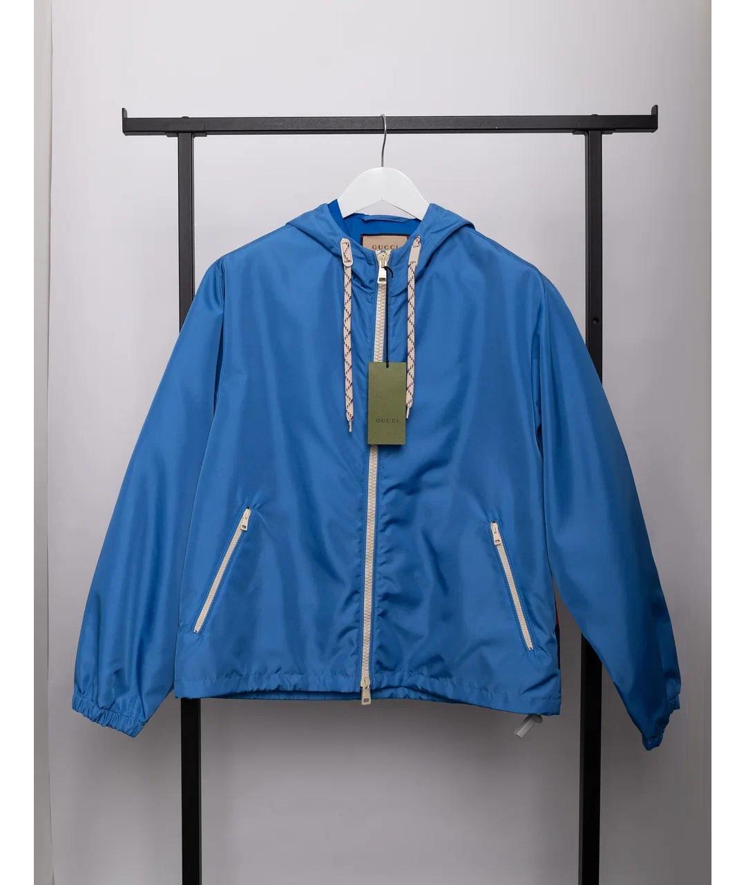 GUCCI Голубая полиамидовая куртка, фото 6