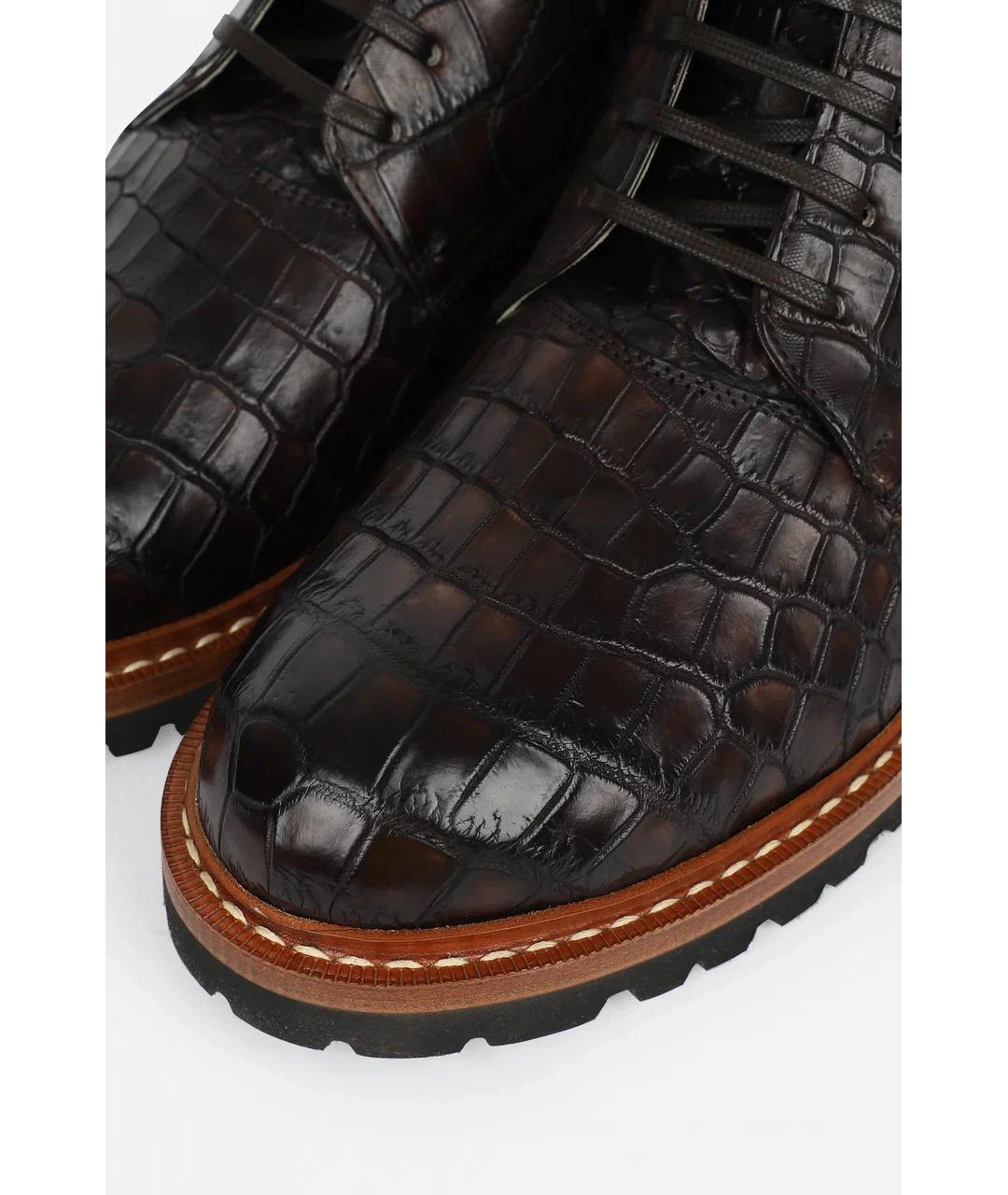 KITON Серые высокие ботинки из экзотической кожи, фото 2