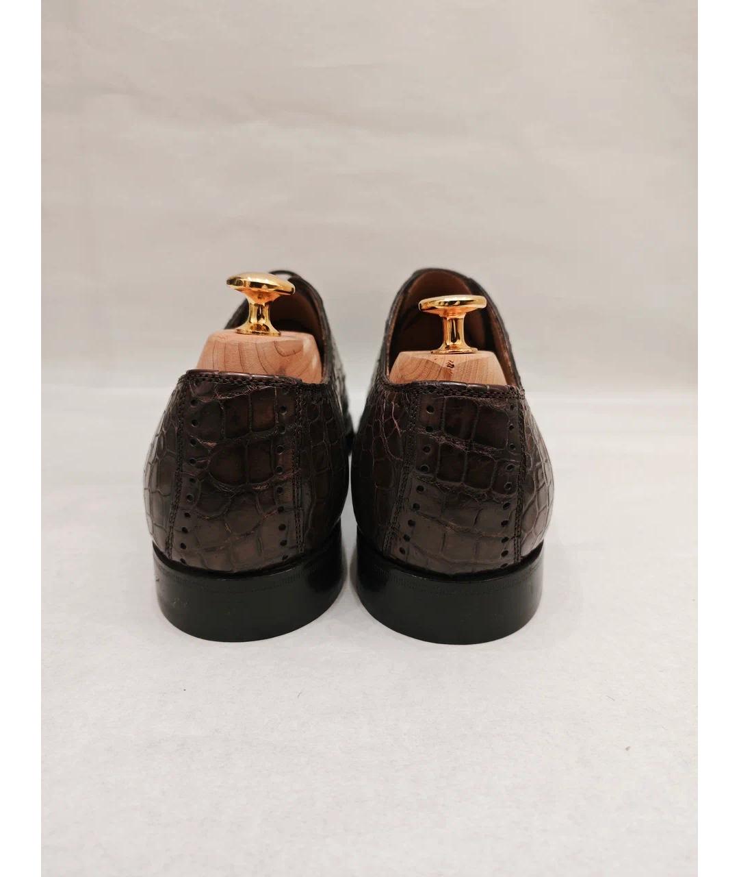 KITON Коричневые низкие ботинки из экзотической кожи, фото 4