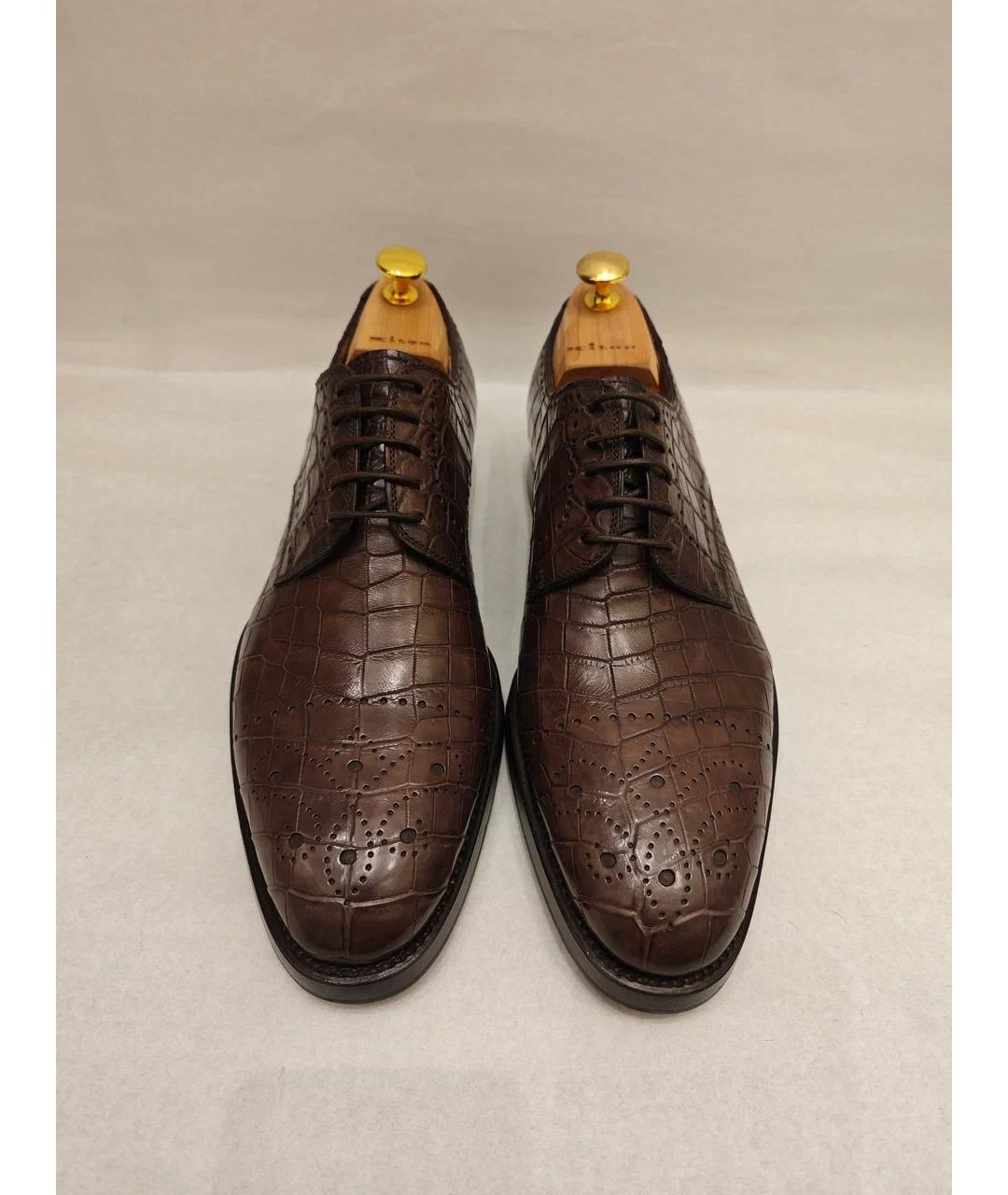 KITON Коричневые низкие ботинки из экзотической кожи, фото 2