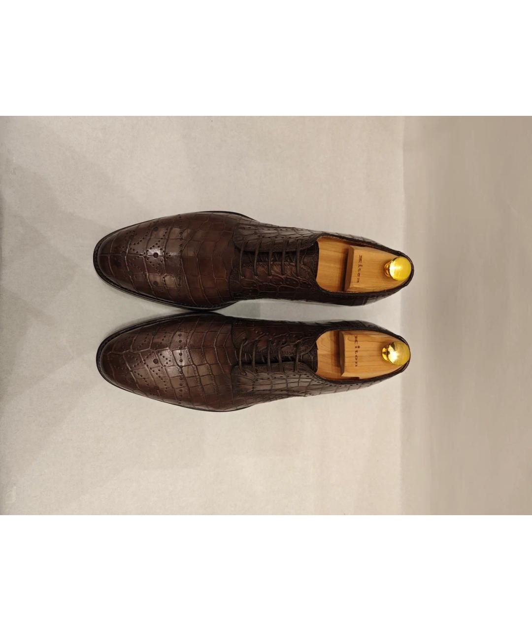 KITON Коричневые низкие ботинки из экзотической кожи, фото 3