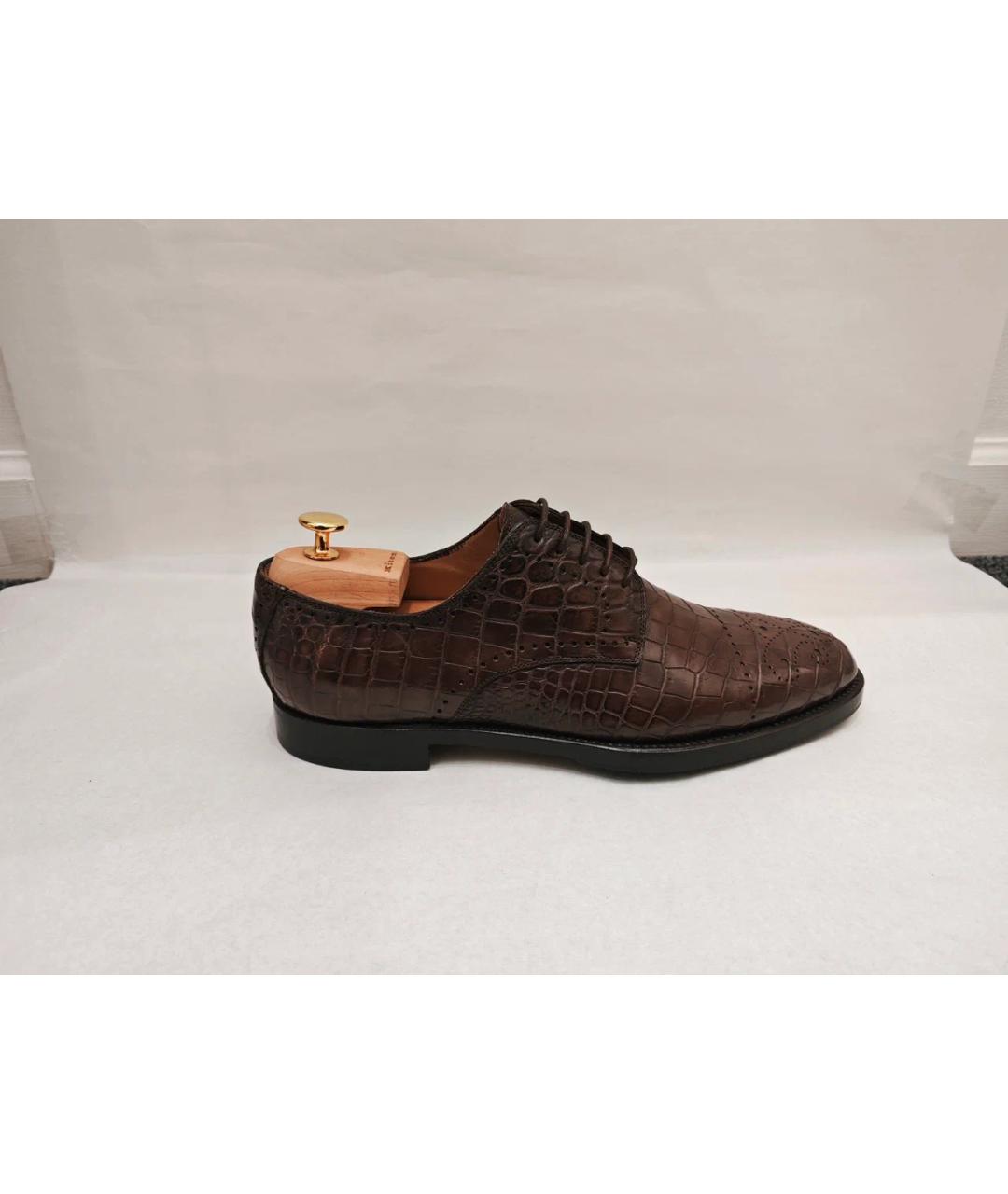 KITON Коричневые низкие ботинки из экзотической кожи, фото 5