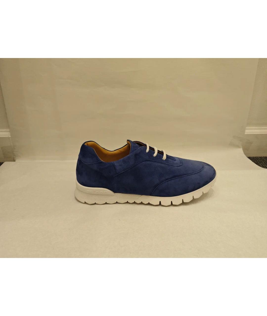 KITON Синие замшевые низкие кроссовки / кеды, фото 4